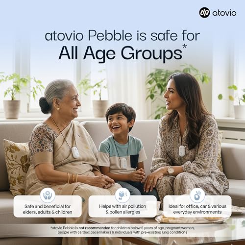 Atovio Wearable & Portable Filterless Air Purifier | TESTED AT IIT KANPUR, MADE IN INDIA | 99.9% Pollutant Removal | Fights Against Dust & Smoke Allergy | 55Hr Battery (Sky Blue) - Image 5
