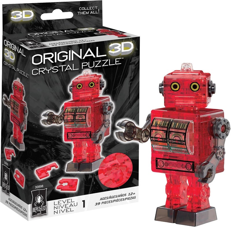 BePuzzled Original 3D Crystal Jigsaw Puzzle Kit  Tin Robot DIY Assembly Brain Teaser Fun Model Toy Gift Decoration for Adults  Kids Age 12 and Up 39 Pieces Level 1 - Image 1