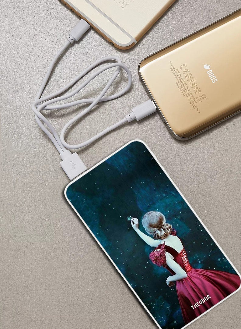 Theodor 10,000 mAh Super Fast Charging Ultra Compact Power Bank with Quick Charge & Power Delivery, Portable Charger For iPhone and Android Girl Touching Star - Image 2