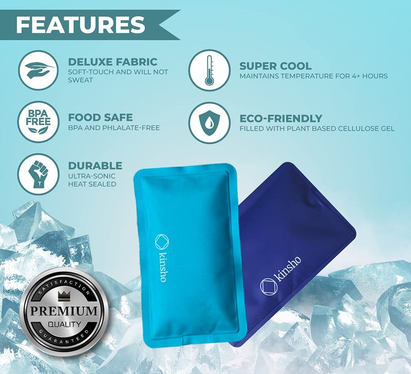 Kinsho Soft Ice Packs for Lunch Box, Bags, Bento Boxes, 4 Pack, Slim Reusable and Refreezable Pouches for Kids Girls Adults, Travel, School, Work, or Camping, Long Lasting Cold, Flexible | Pink Purple  - Image 3