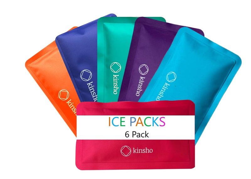 Kinsho Soft Ice Packs for Lunch Box, Bags, Bento Boxes, 4 Pack, Slim Reusable and Refreezable Pouches for Kids Girls Adults, Travel, School, Work, or Camping, Long Lasting Cold, Flexible | Pink Purple  - Image 1