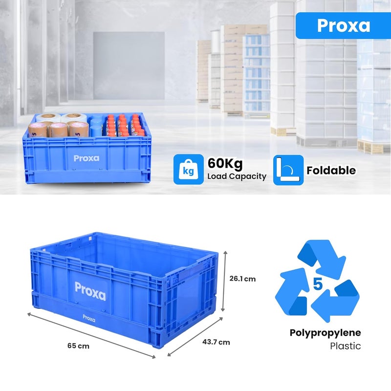 ROXA سلة قابلة للطي بسعة 60 كجم (N) مع بولي بروبيلين (PP)، خفيفة الوزن، لأغراض التخزين والتكديس، تصميم موفر للمساحة، للاستخدام في المنزل، المستودع، المكتب وغيرها.. PXA-FB60(N) - Image 4