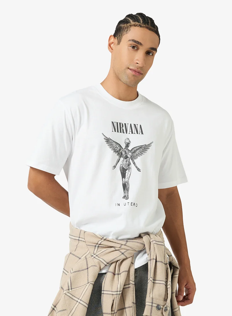 جاك اند جونز تيشيرت مطبوع بقصة عادية