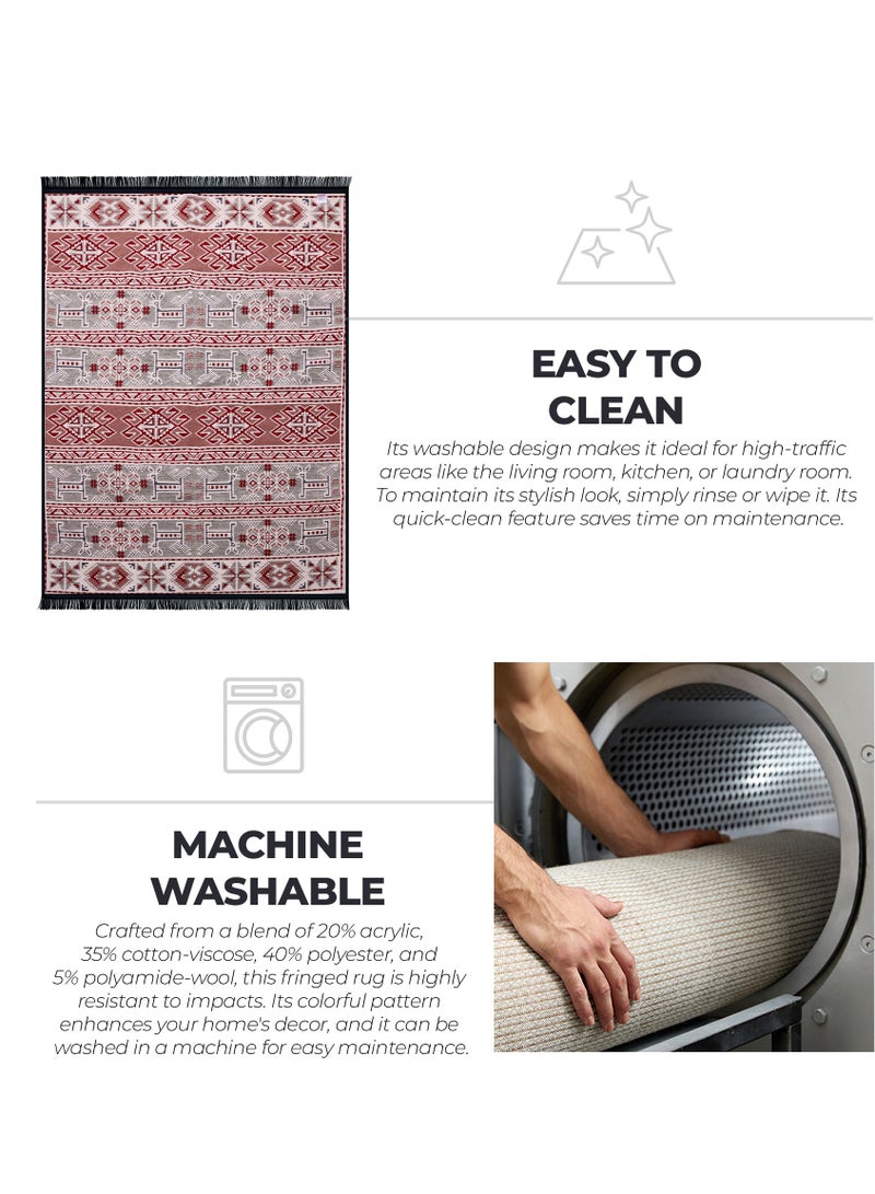 BiggHome Area Rug 120x180cm, Made in Turkey, Indoor Area Rug, Carpet for Home, Machine Washable, Durable, Ethnic-Inspired Pattern for Living Room - SA25HC - Image 5