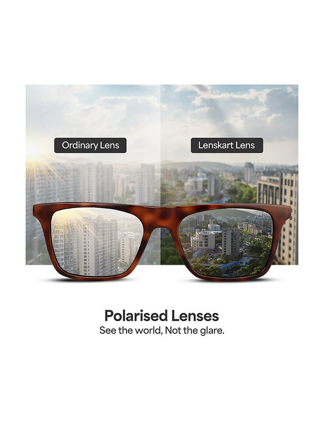 VINCENT CHASE Unisex VINCENT CHASE By Lenskart | Mirage Full Rim Wayfarer Polarized & UV Protected Sunglasses For Men & Women VC S13971 - 53mm - Brown - Image 5