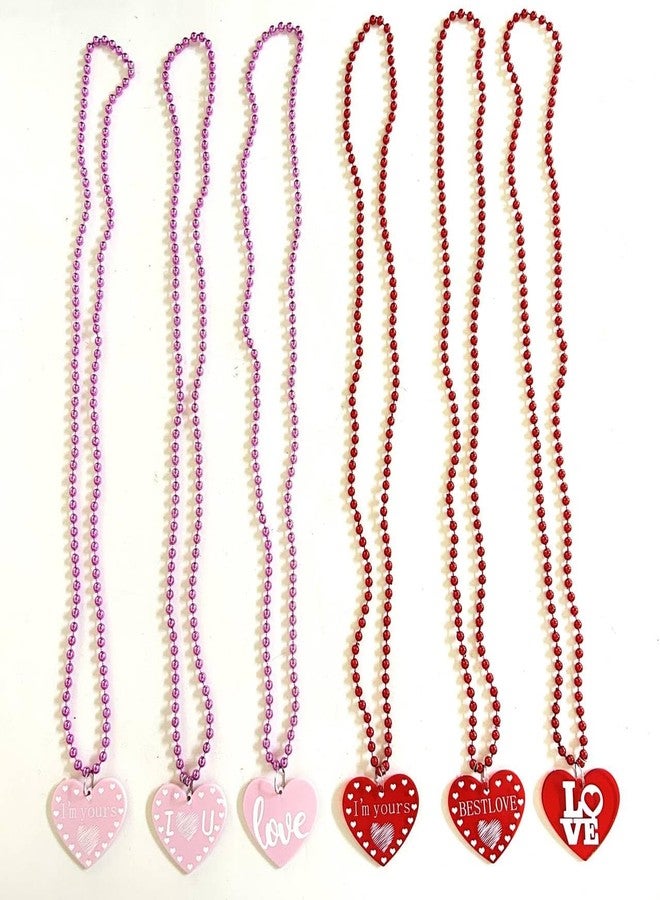 GZYSSL 12 Pcs Valentines Day Bead Necklaces Bulk Bachelorette Red Pink Beads Necklaces Valentine's Party Heart Shaped Party Supplies - Image 4