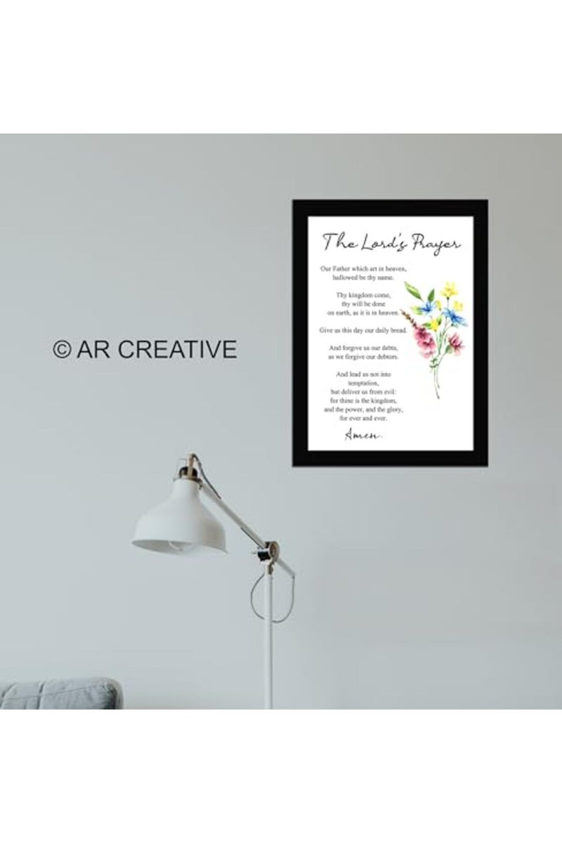 AR Creative The Lord's Prayer - Floral Art Print, Bible Verse Wall Photo Framed Wall Poster, Bible Quotes Print with Frame, Home, Office Decor, Bible Quotes Poster (13.6 inch x 10.2 inch) - Image 5