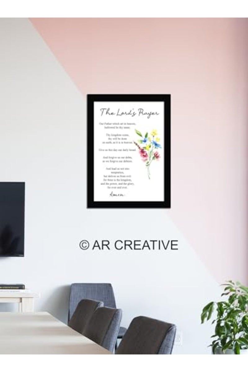 AR Creative The Lord's Prayer - Floral Art Print, Bible Verse Wall Photo Framed Wall Poster, Bible Quotes Print with Frame, Home, Office Decor, Bible Quotes Poster (13.6 inch x 10.2 inch) - Image 3