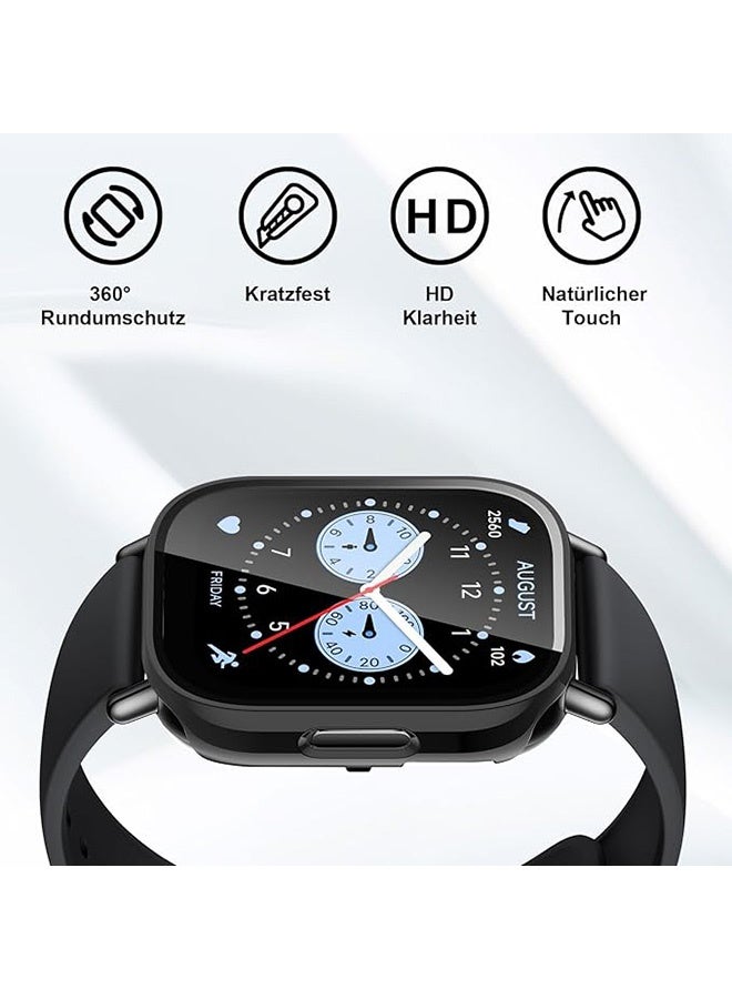 2 Pcs Case with Tempered Glass Screen Protector Compatible with Xiaomi Redmi Watch 5 Lite, Anti-Scratch, Anti Dust, Bumper Full Coverage Protective Hard PC Cases Face Cover for Xiaomi Redmi Watch 5 Lite (Transparent / Black) - Image 2