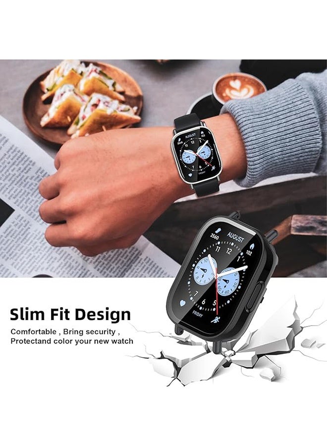 2 Pcs Case with Tempered Glass Screen Protector Compatible with Xiaomi Redmi Watch 5 Lite, Anti-Scratch, Anti Dust, Bumper Full Coverage Protective Hard PC Cases Face Cover for Xiaomi Redmi Watch 5 Lite (Transparent / Black) - Image 4
