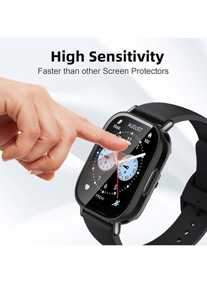 2 Pcs Case with Tempered Glass Screen Protector Compatible with Xiaomi Redmi Watch 5 Lite, Anti-Scratch, Anti Dust, Bumper Full Coverage Protective Hard PC Cases Face Cover for Xiaomi Redmi Watch 5 Lite (Transparent / Black) - Image 5
