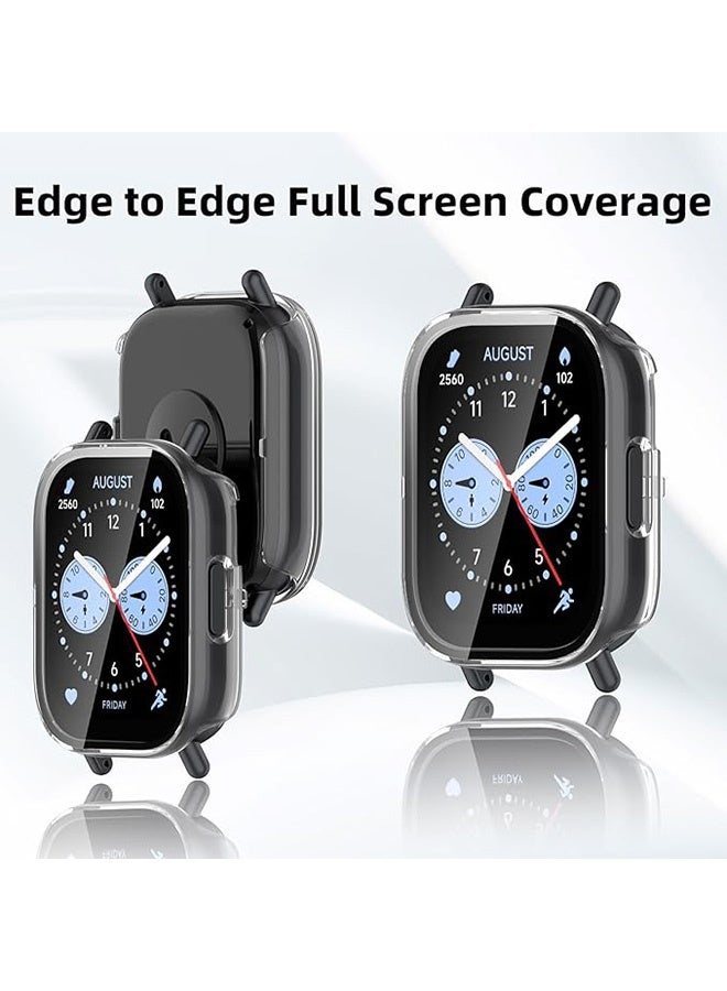 2 Pcs Case with Tempered Glass Screen Protector Compatible with Xiaomi Redmi Watch 5 Lite, Anti-Scratch, Anti Dust, Bumper Full Coverage Protective Hard PC Cases Face Cover for Xiaomi Redmi Watch 5 Lite (Transparent / Black) - Image 3