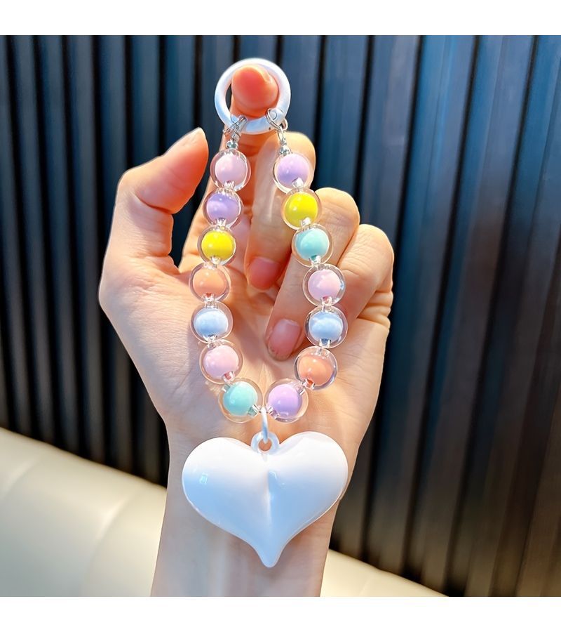 Colorful Gasket Peach Hebead Keychain Handcrafed for Phone Charm Small Gift - Image 1