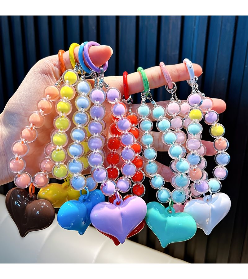 Colorful Gasket Peach Hebead Keychain Handcrafed for Phone Charm Small Gift - Image 5