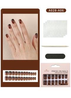 JOYME 24 Pcs Fake Nail Tip Set Nail Stylish Easy to Use Art Design for Salons and DIY with 72 Pcs Nail Adhesive Glue Tapes and Mini Nail File and Manicure Mini Stick for Women  - Image 1