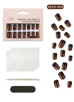 JOYME 24 Pcs Fake Nail Tip Set Nail Stylish Easy to Use Art Design for Salons and DIY with 72 Pcs Nail Adhesive Glue Tapes and Mini Nail File and Manicure Mini Stick for Women  - Image 4