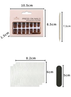 JOYME 24 Pcs Fake Nail Tip Set Nail Stylish Easy to Use Art Design for Salons and DIY with 72 Pcs Nail Adhesive Glue Tapes and Mini Nail File and Manicure Mini Stick for Women  - Image 5