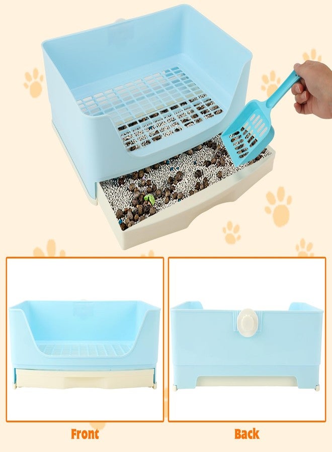 BWOGUE Large Rabbit Litter Box Toilet,Potty Trainer Corner Bedding with Drawer Larger Pet Pan for Adult Guinea Pigs, Rabbits, Hamster, Chinchilla, Ferret, Galesaur, Small Animals(Blue) - Image 3