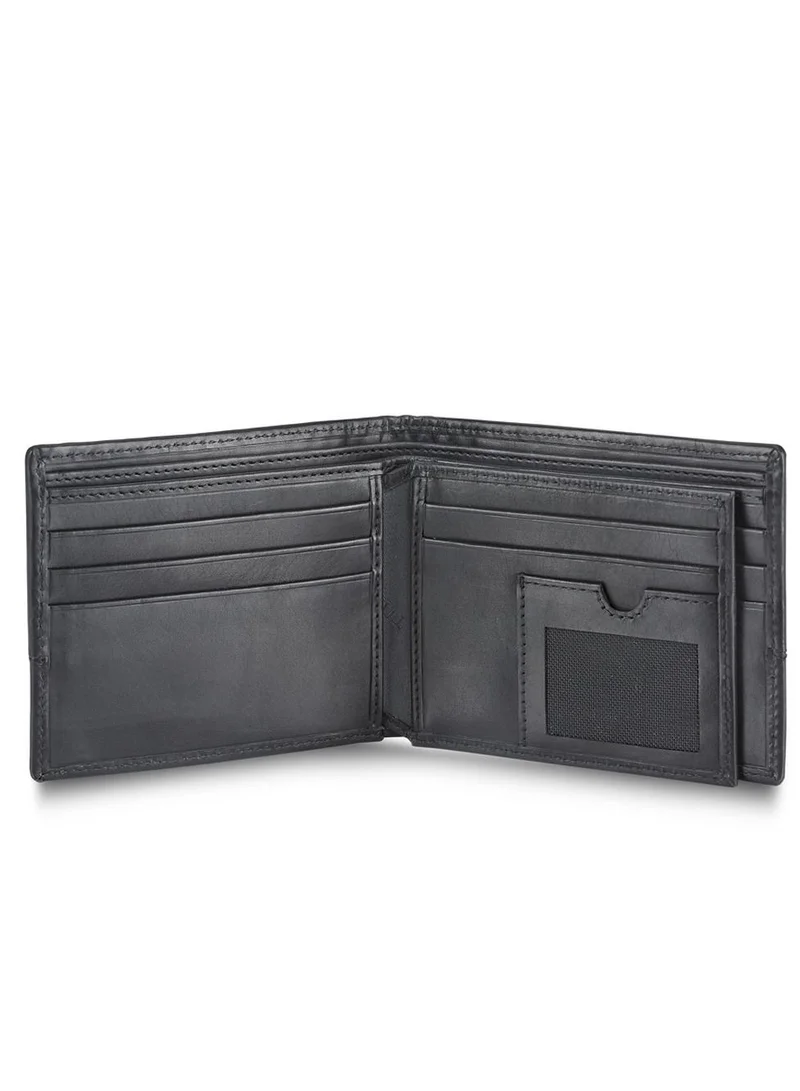 TITAN Mens Black Leather Bifold Wallet