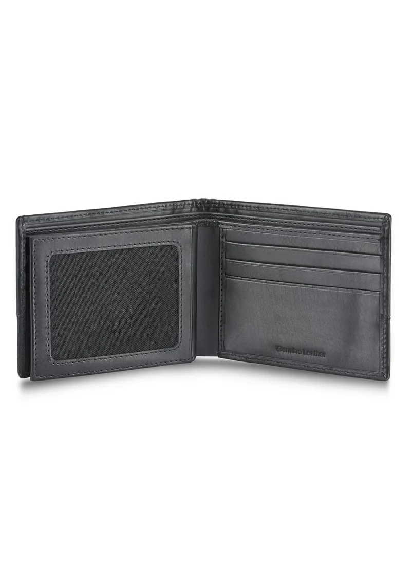 TITAN Mens Black Leather Bifold Wallet