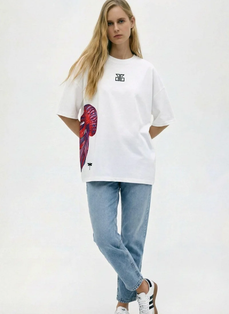 JANARA JONES Jelly Fish Oversized Unisex Off White T-Shirt