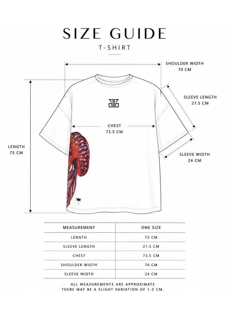 Janara Jones  Jelly Fish Oversized Unisex Off White T-Shirt for Women | Best Price UAE