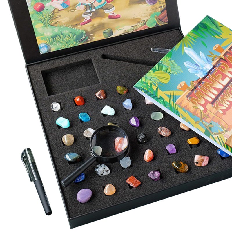 Vbvbip 43 Pieces Rock Kit for Geology Enthusiasts Rock Collection with Mineral Testing Tools Crystal Geode Display Volcanic Samples Beginner to Advanced Specimen Study - Image 2