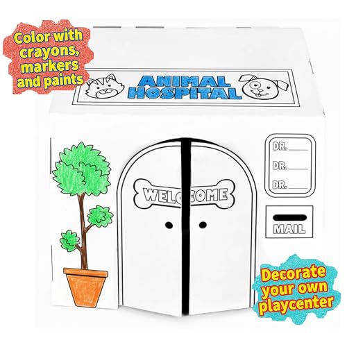 Easy Playhouse Animal Hospital Decorate Personalize A Cardboard Play Fort ColorDrawDoodle DIY ArtCrafts Activity 32 x 265 x 405 Kids 3 - Image 5