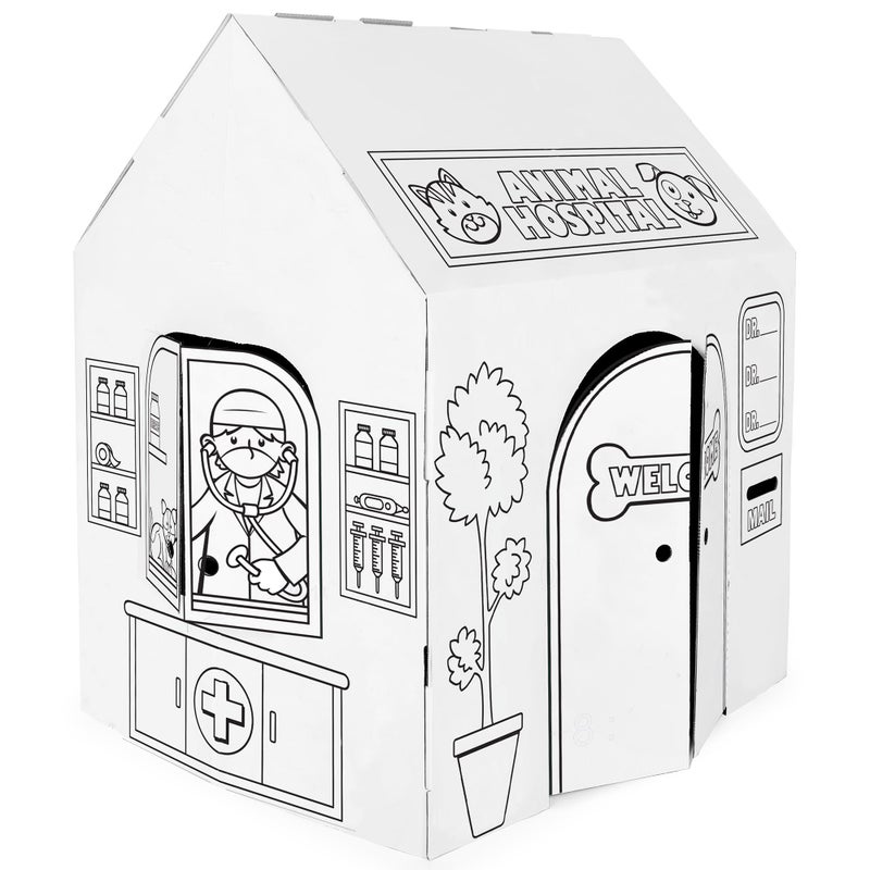 Easy Playhouse Animal Hospital Decorate Personalize A Cardboard Play Fort ColorDrawDoodle DIY ArtCrafts Activity 32 x 265 x 405 Kids 3 - Image 3