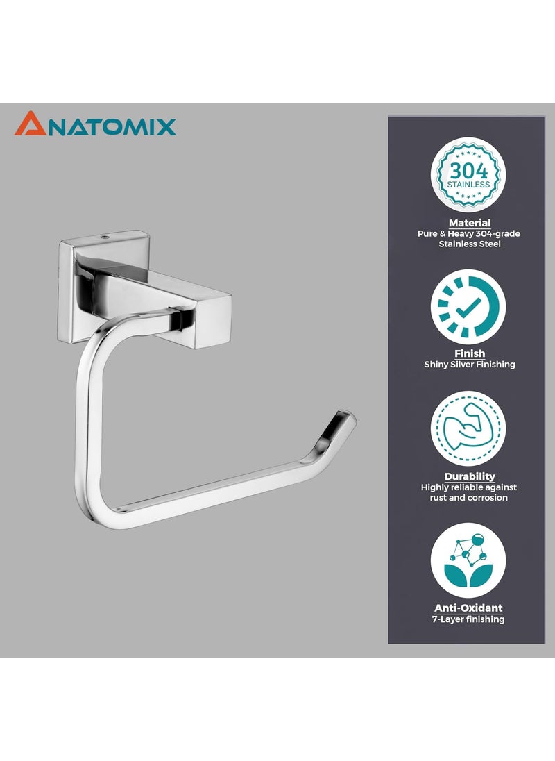 ANATOMIX Anatomix Stainless Steel Toilet Paper Holder Toilet Paper Roll Holder for BathroomToilet Tissue Roll Holder Gshape Pack 1 Wall Mounted  - Image 4