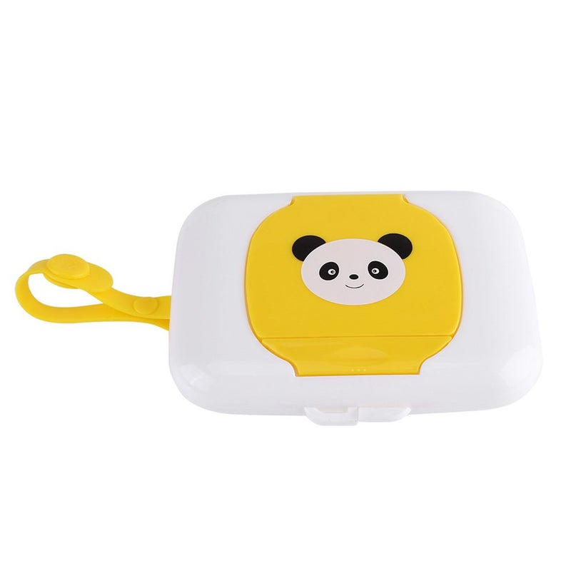 Zerodis Wet Wipes Storage Box, Baby Wipe Holder Portable Wipes Dispenser Baby Wipes Travel Container for Bathroom Outdoor Use (White&Yellow) - Image 1