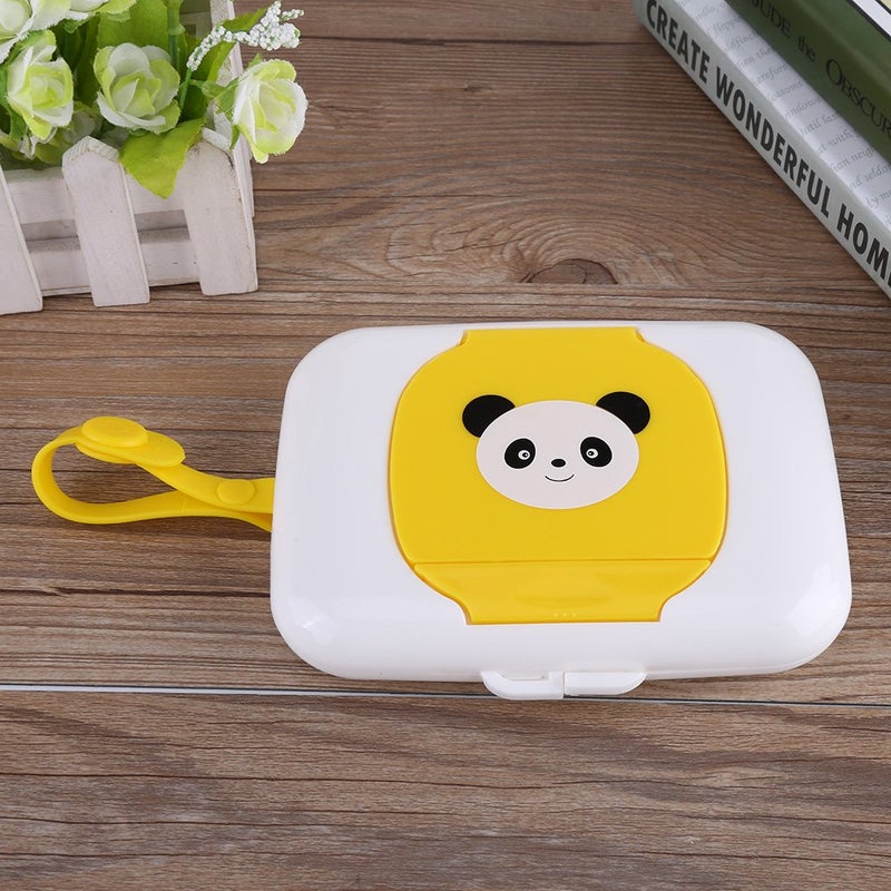 Zerodis Wet Wipes Storage Box, Baby Wipe Holder Portable Wipes Dispenser Baby Wipes Travel Container for Bathroom Outdoor Use (White&Yellow) - Image 4