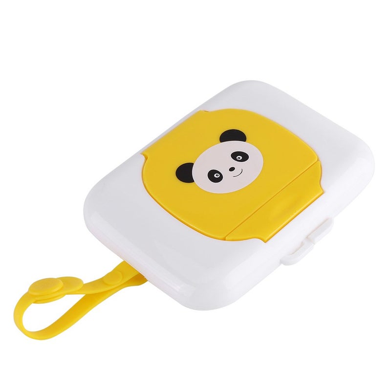 Zerodis Wet Wipes Storage Box, Baby Wipe Holder Portable Wipes Dispenser Baby Wipes Travel Container for Bathroom Outdoor Use (White&Yellow) - Image 2