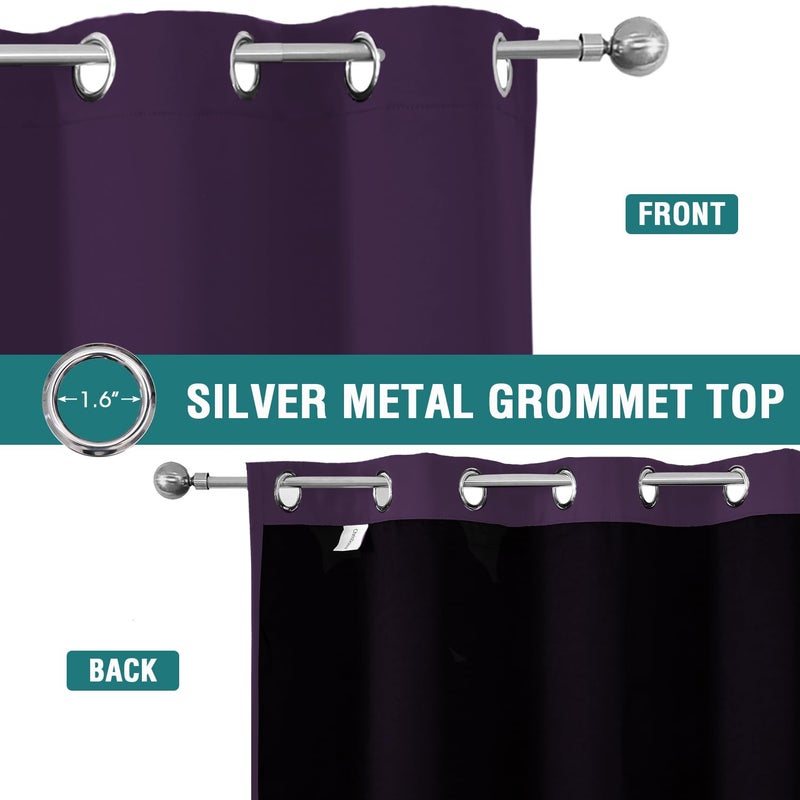 ChrisDowa 100% Blackout Curtains for Bedroom with Black Liner  2 Thick Layers Total Blackout Thermal Insulated Grommet Window Curtains 2 Panels Set (Royal Purple  42 x 84 Inch) - Image 3
