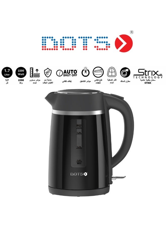 دوتس غلاية كهربائية من دوتس، سعة 1.7 لتر بقدرة 2200 واط مع مؤشر لمستوى الماء، غليان سريع، غلق تلقائي ومستشعر الغليان الجاف، مضاد للتكلس - Image 1