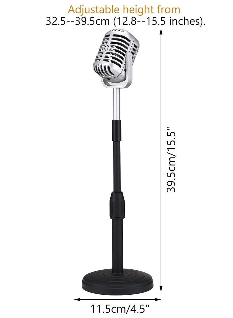 SYOSI Desktop Microphone Prop Model, with Adjustable Stand, Classic Retro Style Microphone Prop Decor for Party Decoration Costume Role Play Game Night  - Image 2