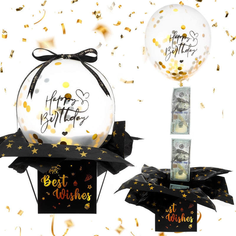 Telooco Birthday Money Pull Box, Funny Money Balloon Box for Cash Gift Birthday Happy Birthday Surprise Gifts Set for Women Men Best Friend Girlfriend Wife Sister - Image 1