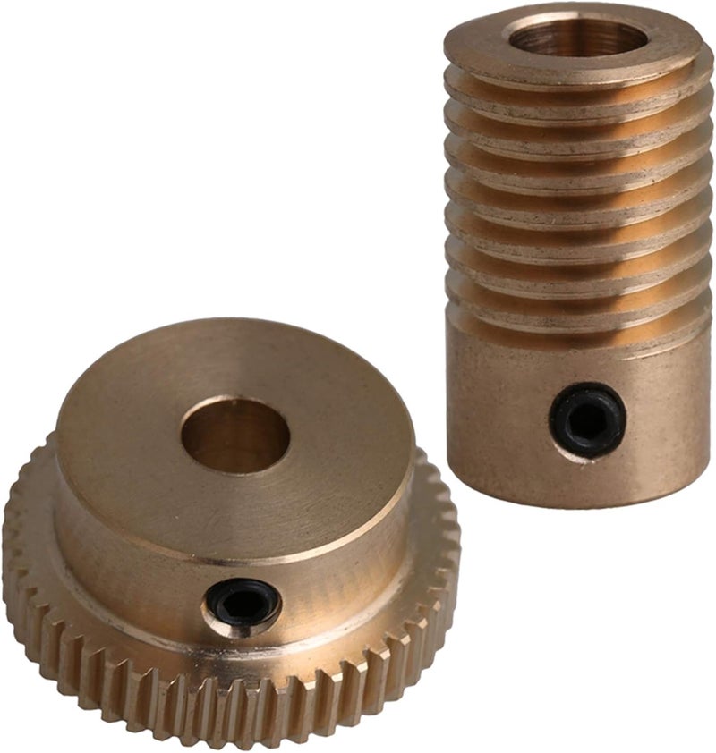 CNBTR 0.5 Modulus Brass Gear Shaft Set 6mm Hole Dia + 50T Brass Wheel Set 1:50 Reduction Ratio - Image 1