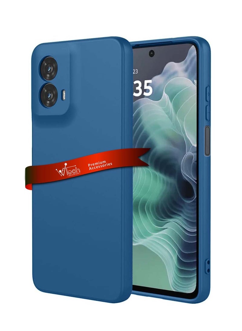 Wtech Motorola Moto G35 5G 2024 Premium Soft Liquid Silicone Case Cover - Navy Blue - Image 1