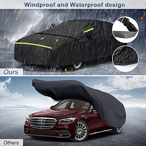 BIGACOVER for Mercedes Benz S Car Cover Waterproof All Weather Heavy Duty Protection Outdoor Full Car Covers Windproof with Driver Side Zipper Custom Fit for Mercedes Benz S-Class 2006-2025 - Image 5