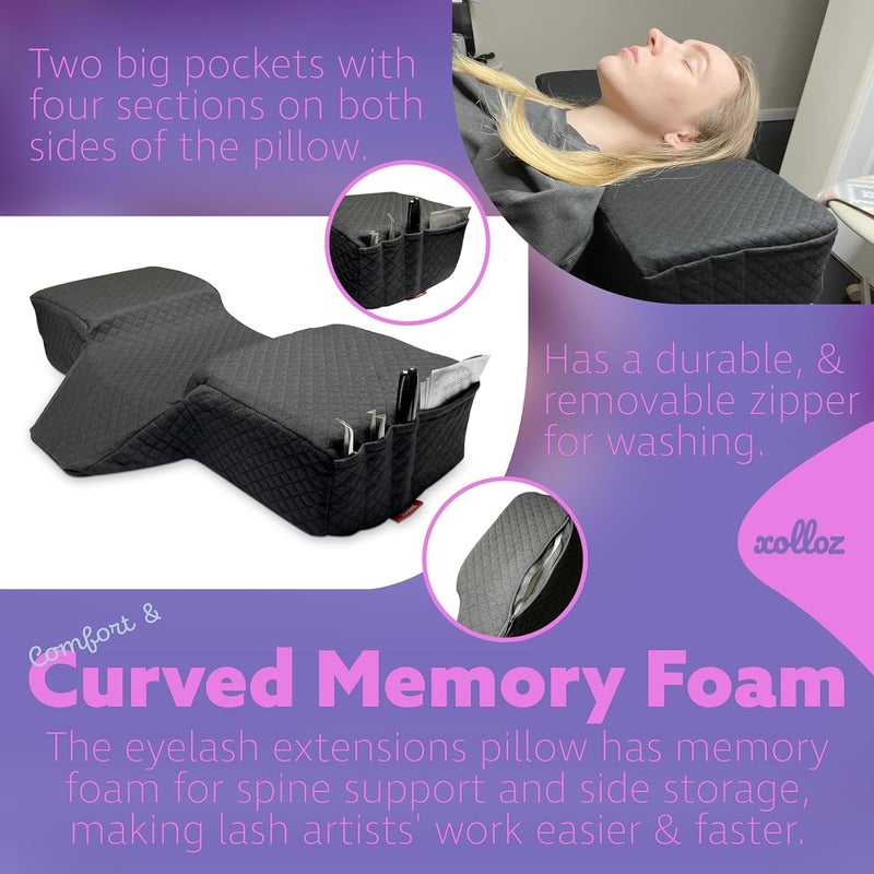 XOLLOZ Curved Memory Foam Pillow for Eyelash Extensions - Image 5