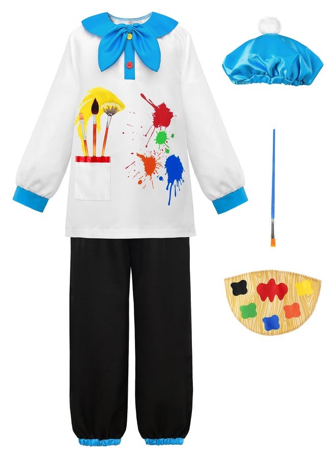 ReliBeauty Kids Artist Costume Boys Painter costume for Girls Career Day outfit with hat, 5/120 - Image 1
