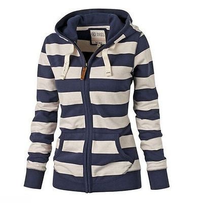 Striped Hoodie Zip Jacket Slim Fit with Pockets Picture Color