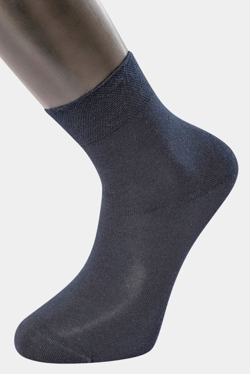 T-REN 9102 Men's Bamboo Plain Half Socks 6 Pack-Navy Blue - Image 2