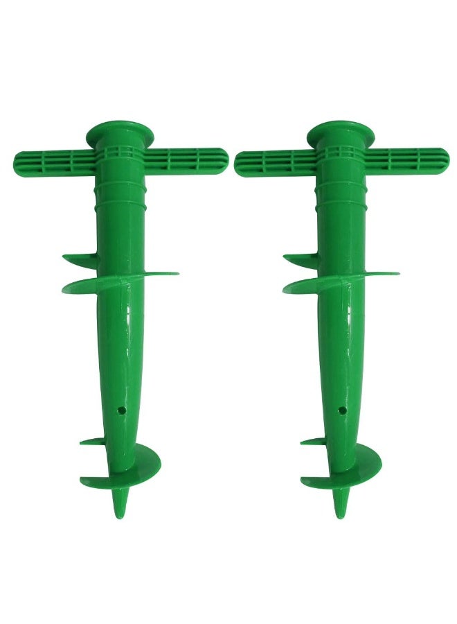 جيه زد اس حامل مرساة وعلم مظلة الشاطئ من JZS - حامل صنارة صيد، حامل علم للحديقة، وتد خارجي - بلاستيك شديد التحمل، مريح، قطعتان، أخضر، الطراز 1 - Image 1