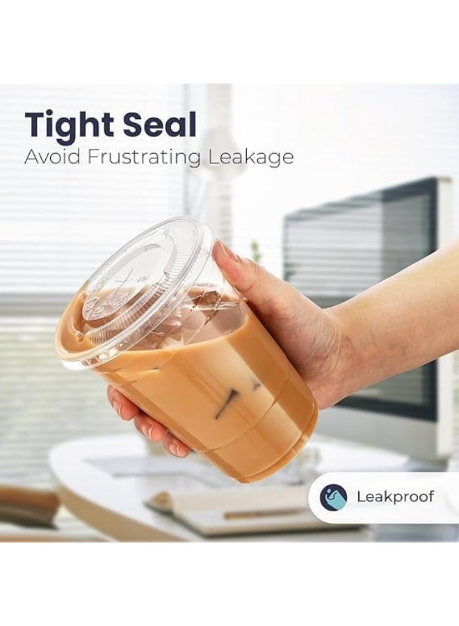 Disposable Coffee Cups 100 Pack 8 oz Plastic Iced Coffee Cups with Flat Lids and Straws, Disposable Clear Cup, BPA Free Cup for Party, Smoothie, Cold Drinks, Juice, Milkshake, Bubble Boba, Tea - Image 3