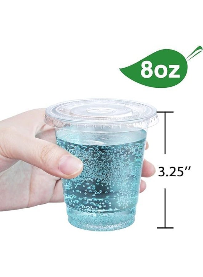 Disposable Coffee Cups 100 Pack 8 oz Plastic Iced Coffee Cups with Flat Lids and Straws, Disposable Clear Cup, BPA Free Cup for Party, Smoothie, Cold Drinks, Juice, Milkshake, Bubble Boba, Tea - Image 4