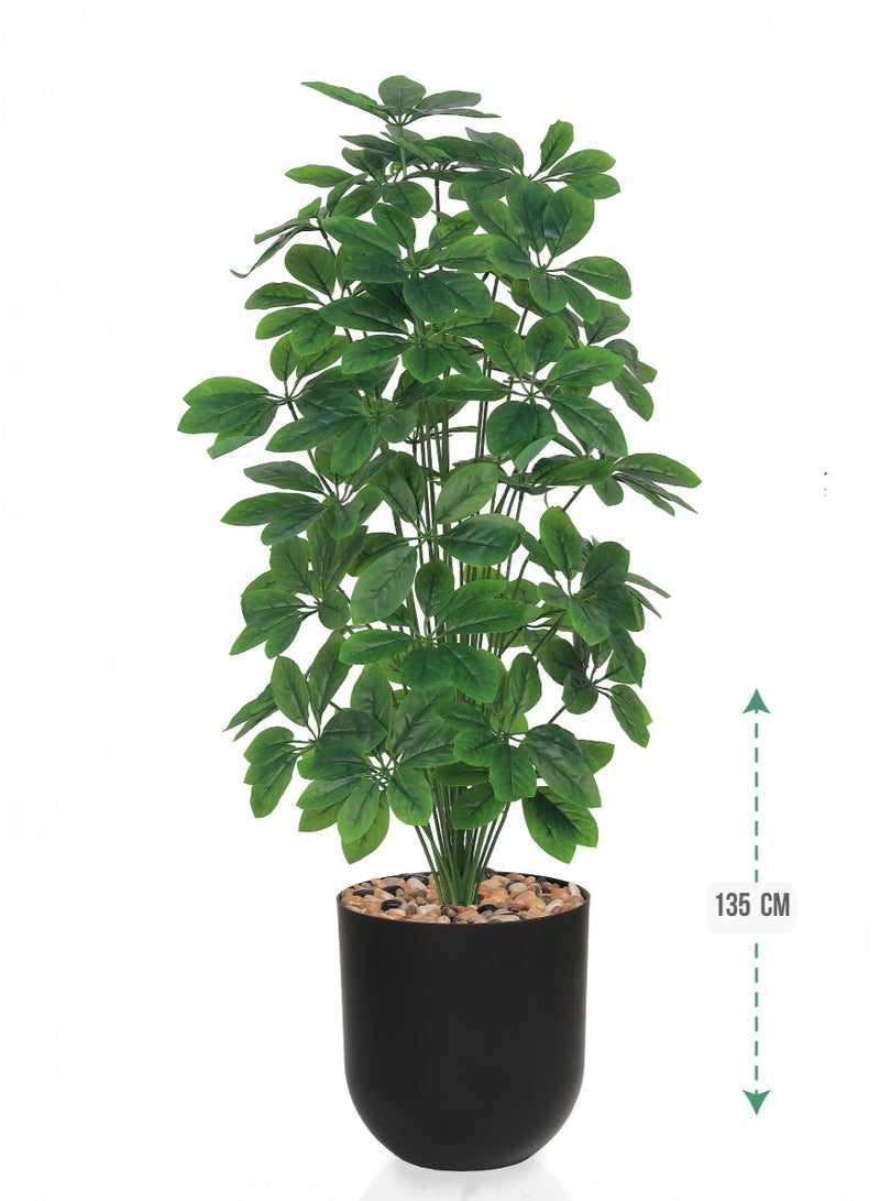 تالا شجرة ورق ياسمين فاخرة مع حوض متين، 36 ورقة، بإرتفاع 135 سم, مثالية للمنازل والمكاتب - Image 1