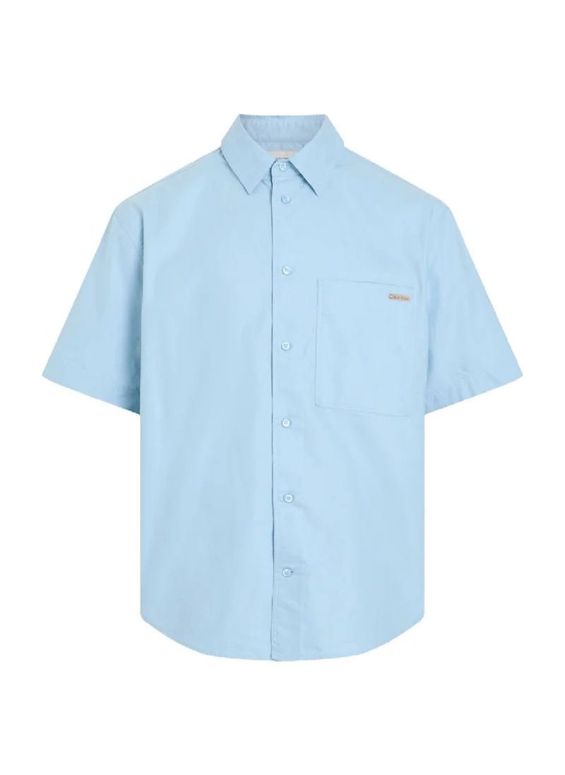 Calvin Klein Jeans Men's Short Sleeve Oxford Shirt - Cotton, Blue