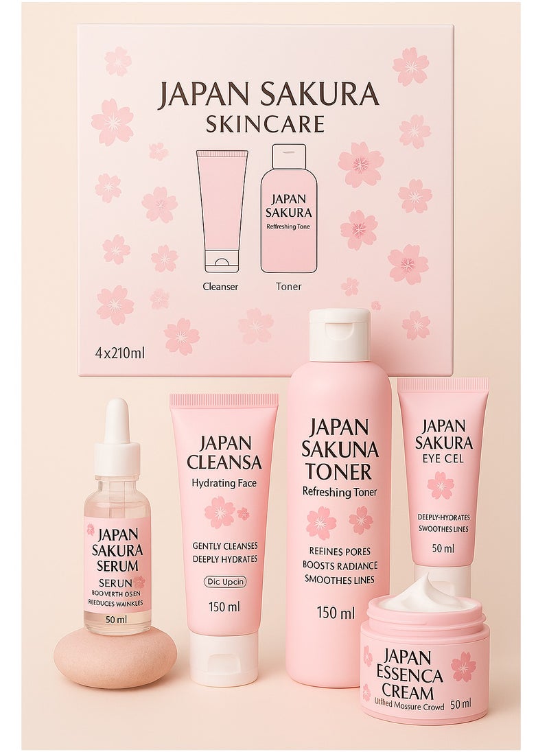 SAKURA - Japan Sakura Complete Skincare Set – Cleanser to Cream Kit for Moisturized, Glowing Skin - Image 1